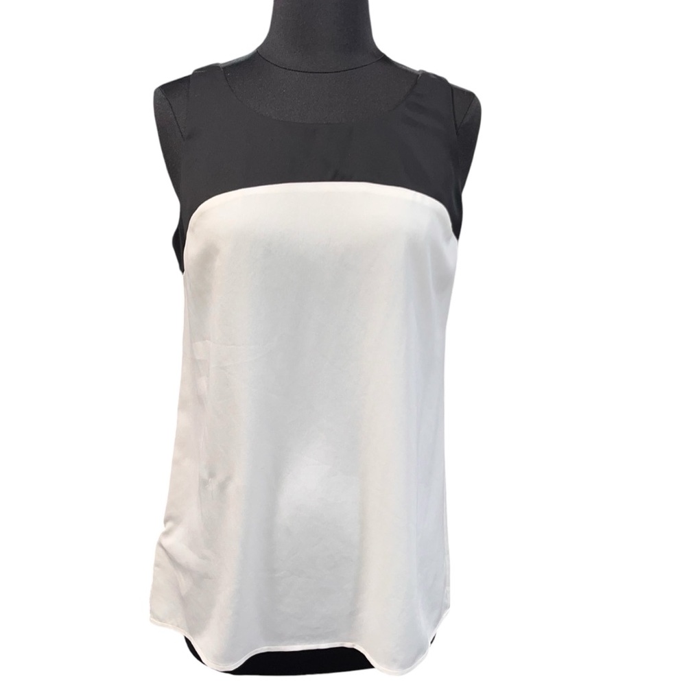 NEW Ann Taylor Black & Cream Sleeveless Tank Top Blouse size 4